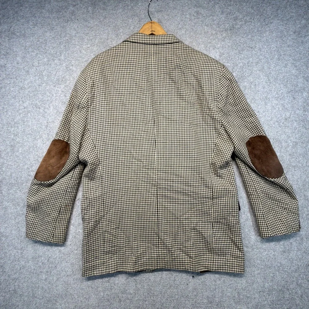 Vintage Banana Republic Blazer Safari Mens Large Houndstooth Elbow Patches USA